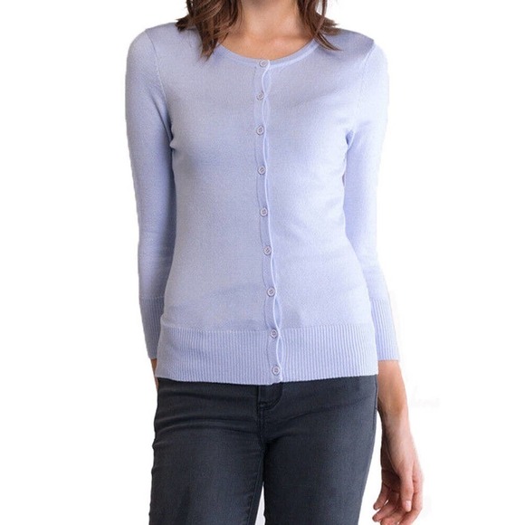 Classic Lilac Button Up Cardigan Sweater 3/4 Length Sleeve Plus Size 2X -Hey Viv - Picture 1 of 7